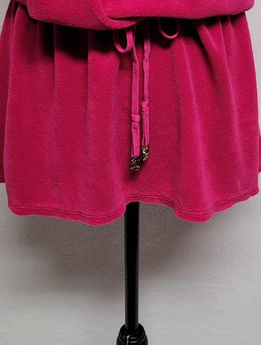 Juicy Couture Rare Vintage Magenta Terrycloth Racerback Tie-Waist Mini Dress L - Picture 7 of 13